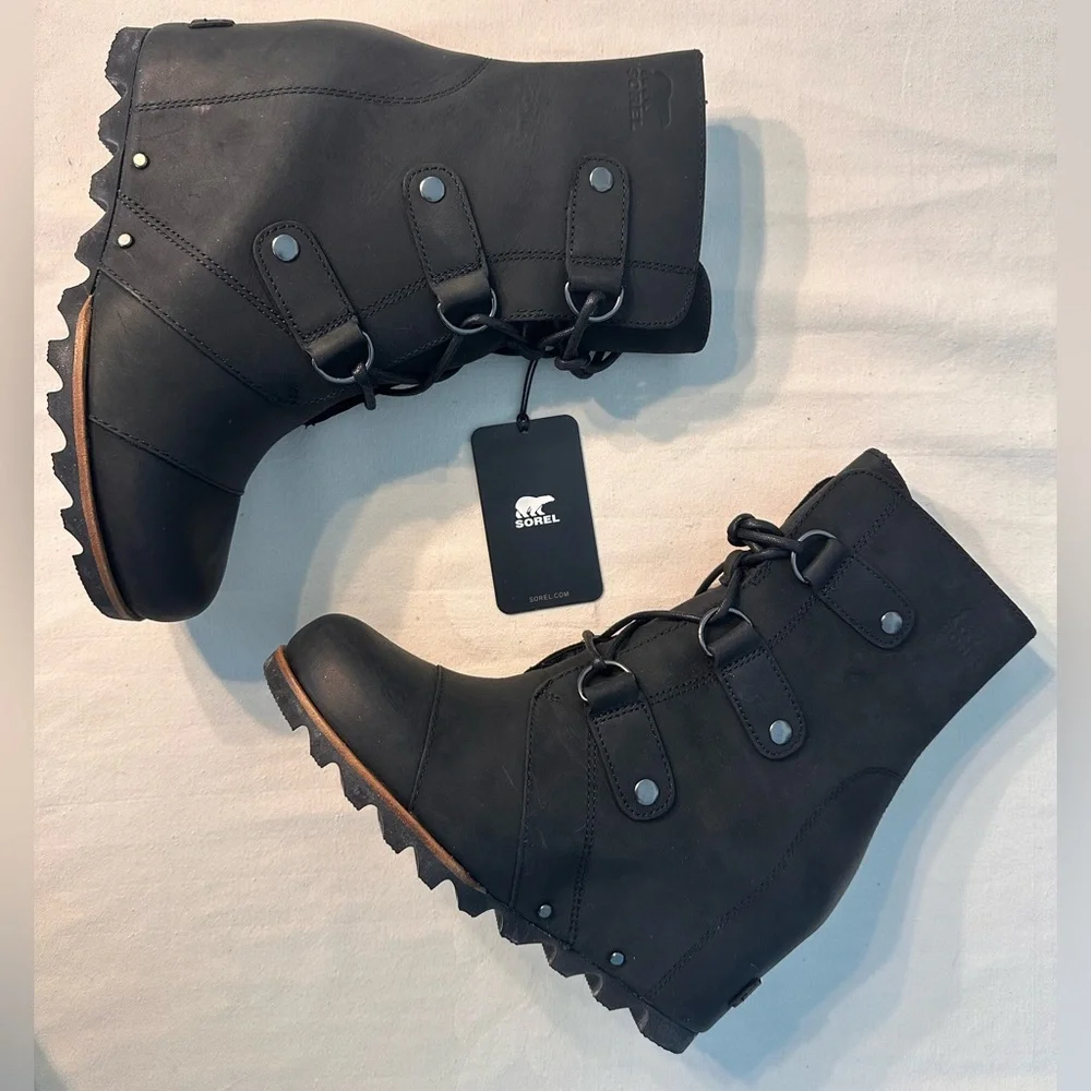 Sorel Joan of Arctic Wedge II Mid-High Lace Up Leather Boots NWT Size 8 - Picture 1 of 11